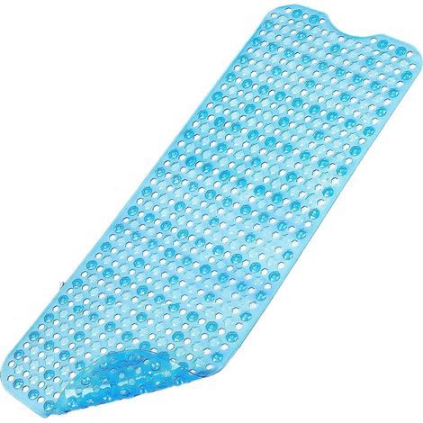 Alfombrilla de ducha antideslizante, alfombrilla de baño cuadrada con ventosas de 53x53 cm, azul. (1/5)