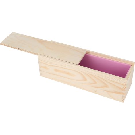 Moule à savon artisanal à motif de roses, boîte en bois à double ouverture, isotherme, capacité de 1 kg de savon. Silicone rose et boîte en bois avec couvercle à double ouverture. (1/5)