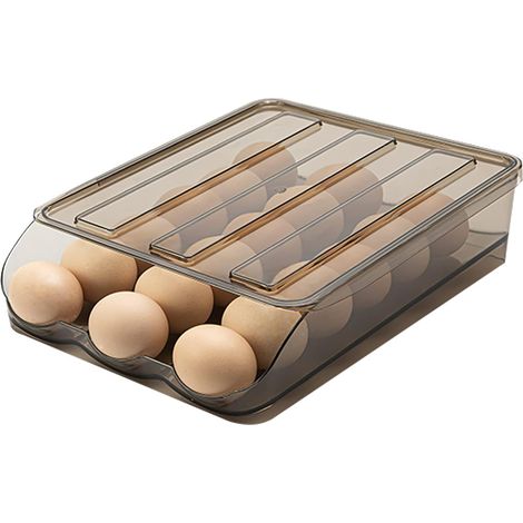 Boîte à œufs en plastique réutilisable transparente avec couvercle, panier de rangement pour œufs. (1/3)