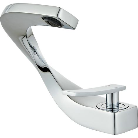 Mitigeur de Lavabo Chromé, Robinet Salle de Bain Moderne, Robinetterie au Design Elégant, Laiton