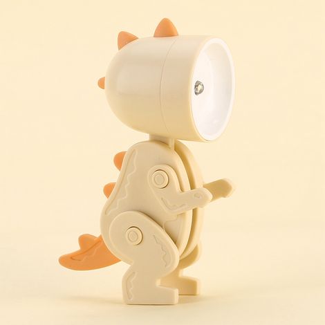 Lampe de chevet LED Dinosaure Apricot - Projecteur LED avec tête et pieds ajustables, ABS, 5.1x3.6x9.8cm - Lumière douce sans scintillement pour chambre et nurserie (1/3)