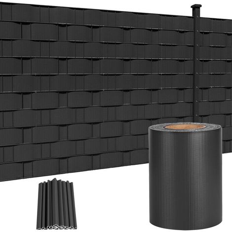 PVC-Zäune 65m x 19cm Sichtschutzfolie PVC Sichtschutzstreifen mit Zaunfolie Befestigungsclipse Windschutz Stabmattenzaun Gartenzaun, Grau, HENGMEI