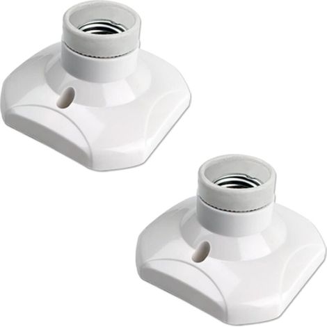 Portalámparas de techo con rosca E27 para lámpara de pared interior, CA 230 V, portalámparas LED E27, base de plástico, portalámparas E27 para techo de taller o garaje, paquete de 2 (1/4)