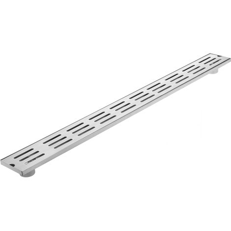 PrimeMatik - Gouttière de double drainage 100x10cm avec grille en acier inoxydable mat (1/5)