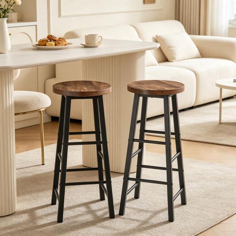 Tabourets de bar et cuisine, lot de 2, style bistro avec repose-pieds, pour petit-déjeuner, comptoir ou îlot central (1/4)
