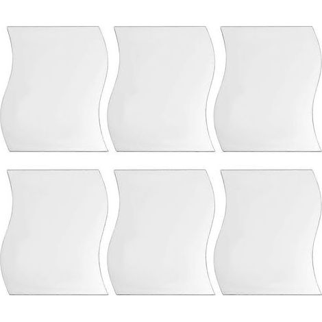 Lot de 6 stickers muraux carrés style miroir à motif de vagues argentées, décoration pour chambre d'enfant (1/5)