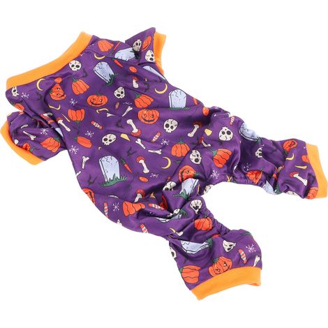 Pyjama d'Halloween à 4 pattes pour chien, doux et confortable, couleurs riches, divers motifs, combinaison pour maison de vacances (1/5)