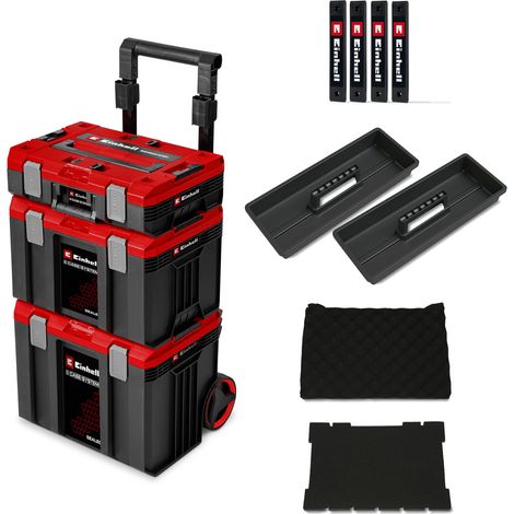 Original Einhell E-Case Rolling Workshop SEALED (Rollende Werkstatt aus 3 Koffern, max. 120 kg, staubdicht + strahlwassergeschützt, 44 x 40 x 70 cm, inkl. Seitenschienen)