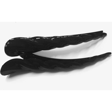 Trade Shop - 2 SCHWARZE KROKODILSPANGE HAARSPANGEN FRISEUR HAARNADELN -