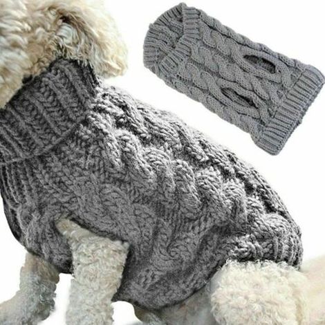 Jersey de cuello alto de punto para perros, abrigo de invierno, suéter grueso, ropa de punto, L (1/5)