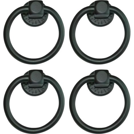 Lot de 4 poignée de tirage noire,poignée ronde robuste, boutons de meubles boutons de cuisine anneaux de tiroir - Format : 5.2 x 11 cm (1/4)