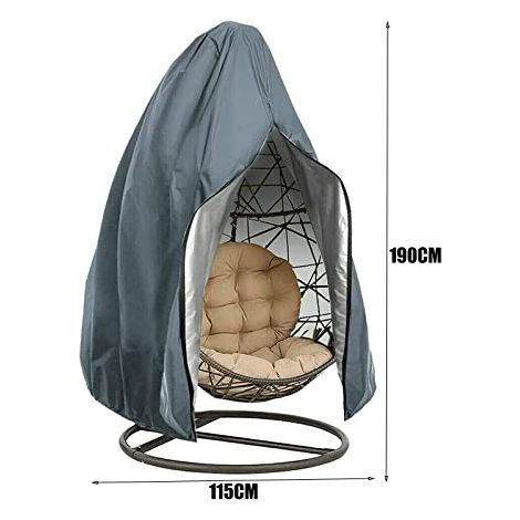 Grande housse de protection pour fauteuil suspendu - En tissu avec revêtement en polyuréthane - Imperméable et respirant - Gris