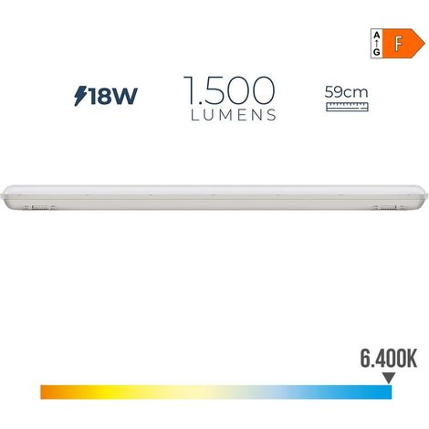 REGLETA ESTANCA LED IP65 18W 1500lm 6500K LUZ FRIA 5,9x59x6,6cm EDM (1/4)