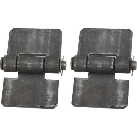Charnières de porte Aramox (lot de 2), 106 x 75 x 5 mm, acier gris soudé, résistantes pour remorque. (1/5)