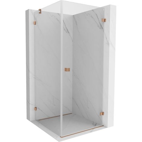 Mexen Lunar-B cabine de douche pivotante droite 80 x 80 cm, transparent, cuivre brossé - 832-080-080-65-00-P (1/5)