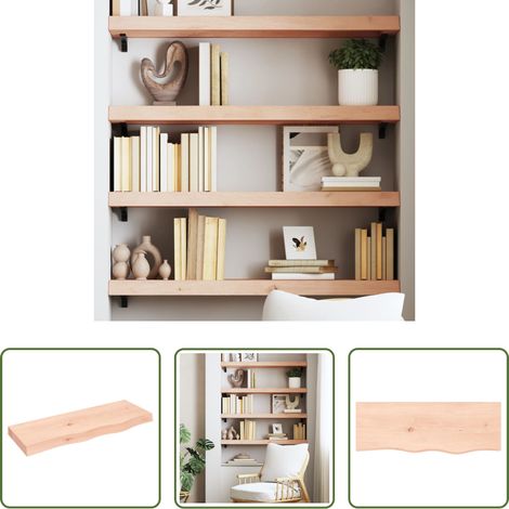 Wandregal Eiche - Wandregal 80x30x(2-6) cm Massivholz Eiche Unbehandelt (1/5)