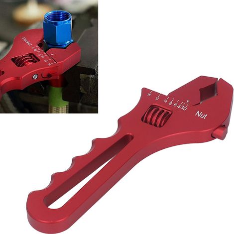 Clé à tuyau d'huile AN3-AN16, connecteur de tuyau, clé à connecteur d'extrémité d'adaptateur, clé réglable, outil clé léger en aluminium, rouge. (1/5)