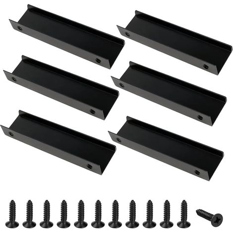Ensemble de 6 poignées invisibles noires pour meubles - Élégantes et pratiques pour portes et tiroirs - Poignées de 120 mm, parfaites pour les aménagements et décorations de cuisines modernes dans tou (1/5)