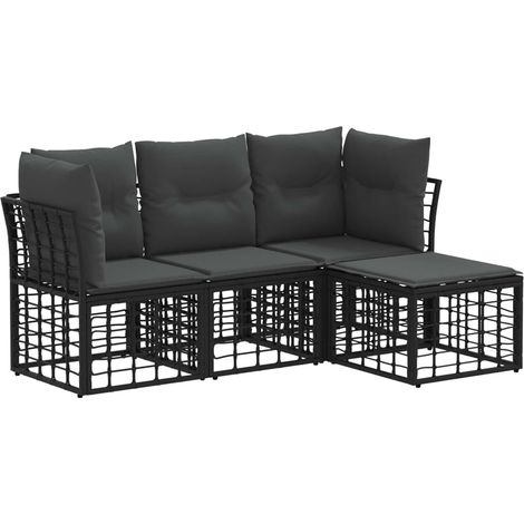 Maison Exclusive - Set di divani da esterno Nero Poliestere