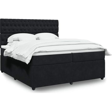 Boxspringbett mit Matratze Schwarz 200x200 cm Samt
