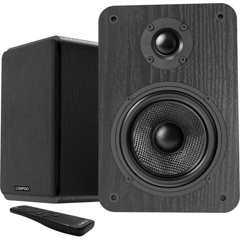 Haut-parleurs de bibliothèque Actifs Bluetooth 60W RMS, Woofer 4 Pouces, entrées Optique/RCA/AUX, pour Platine Vinyle, PC et TV (1/5)