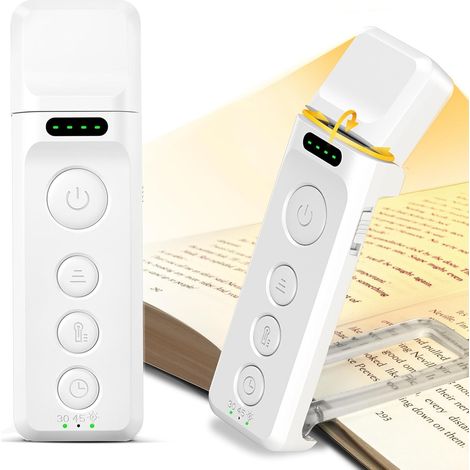 Lampe de Lecture Rechargeable, Lampe Lecture au Lit, 3 Couleurs Chaudes X 5 Réglages de Luminosité, Compacte et Durable, Cadeau pour les Liseuse Lampe de Lecture (Blanc-Pro Max) (1/5)