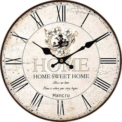 Horloge Murale Ronde 30cm Style Vintage Épaisseur 1cm Sans Tic Tac Mural Décoratif (1/4)