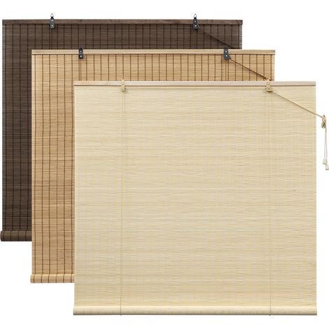 WOLTU Persiana enrollable de lamas de bambú natural 100x160 cm