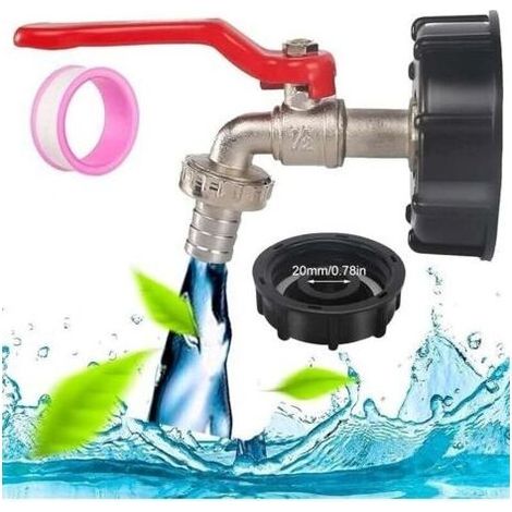 BAC Fil Connecteur, Réservoir Dapter, S60X6 Connecteur Robinet, Jardin Robinet avec Adaptateur en Laiton, 1000 Litres de Jardin Appuyez sur pour Collecteur d'eau de Pluie (1/4)