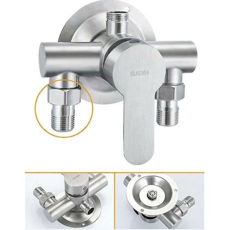 1 pièce 304 acier inoxydable exposé chaud et froid robinet de douche interrupteur chauffe-eau robinet de salle de bain, acier inoxydable exposé (1/3)