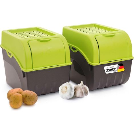 Boîte de rangement pommes de terre 2x9L verte empilable