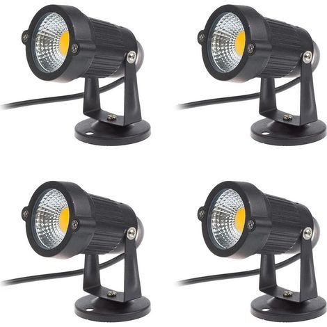 Lot de 4 spots LED COB 5W 220V orientables – Aluminium noir – Norme IP65 pour extérieur – Lumière blanche chaude (1/5)