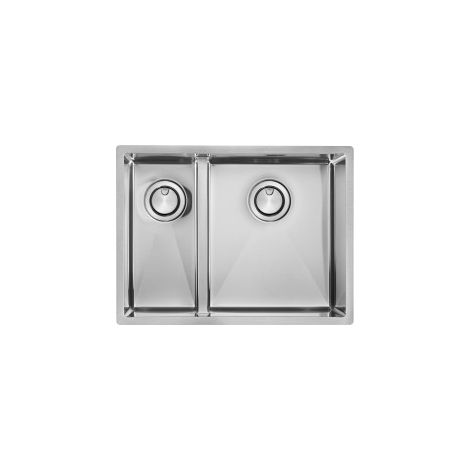 Lavello ZEFFIRO F3" 2 vasche destre ACCIAIO INOX, incasso SLIM - SOTTOTOP - FILOTOP 58,5X44  prof. 19 (1/5)