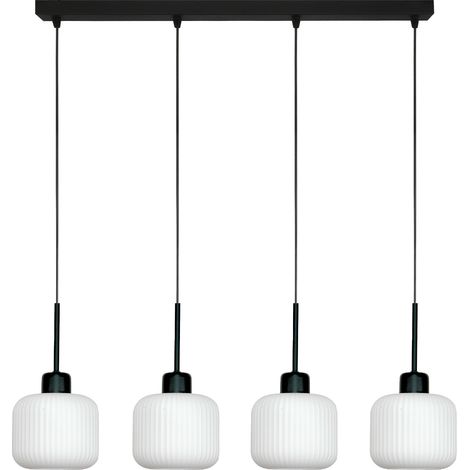 Schwarze Hängeleuchte mit weißem Glasschirm, Beka Bianco 14-961