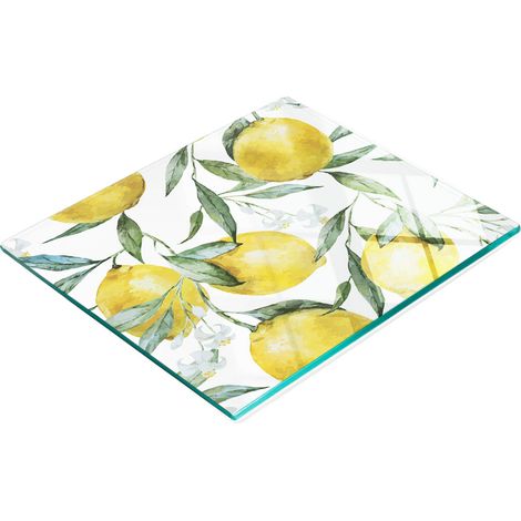 Planche à découper décorative en verre, motif citron aquarelle, 60 x 52 cm (1/5)