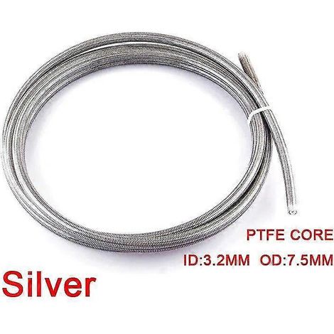 Motorrad AN3 5 m/Lot Geflochtener Bremsschlauch aus Edelstahl und Nylon, Hydraulikschlauch PTFE-Bremsleitung – SILBER TF (1/5)
