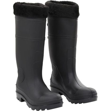 Bottes de pluie noires avec semelle intérieure amovible, taille 38, en PVC. (1/5)