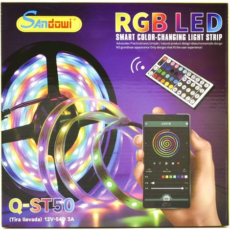 Trade Shop - STRISCIA LED RGB AUTOADESIVA 5MT MIT AUDIO BLUETOOTH TELECOMANDO Q-ST50 - (1/3)