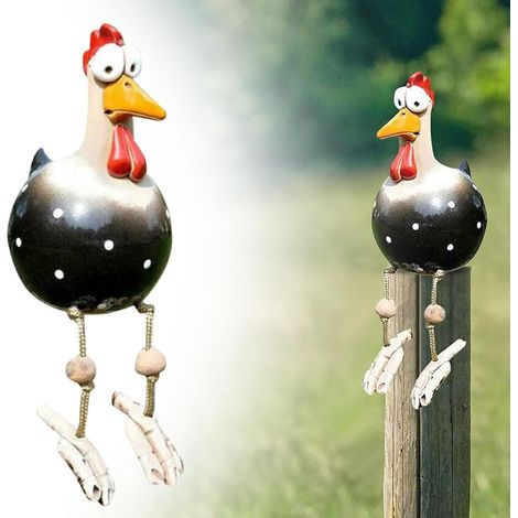 Décorations de Jardin en Céramique Poulet,Poule Décoration Jardin,Poulet en Résine DrôLe Décoration de Jardin,Décoration de Jardin en Forme de Poule,pour Cour, Balcon Ornements(11.023.356.29inch,2pcs) (1/4)