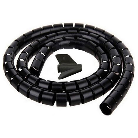 Cache Cable, 2m Gaine Souple Electrique Cable Management pour Ranger ou Cacher les TV PC Câbles, Gestion des Câbles pour Maison et Bureau, 2m - ∅16mm, Noir, (1/5)