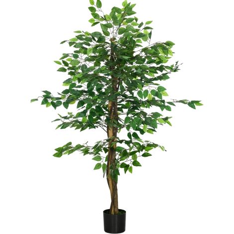 Ficus artificiale 150 cm in plastica verde con vaso, interno ed esterno - CHICFURN (1/5)