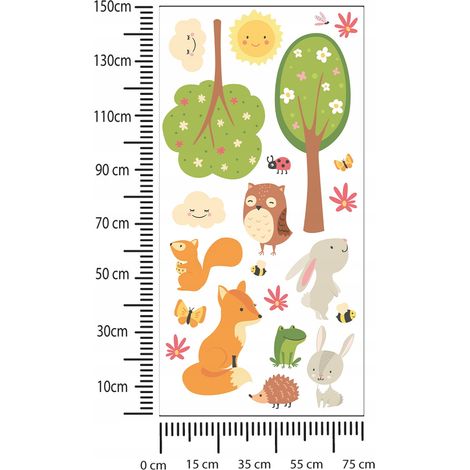 Adesivi per bambini Alberi e Animali 75x150cm
