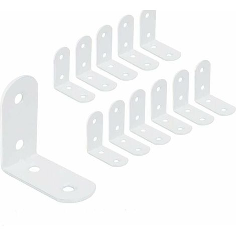 Ulisem 12 pezzi Rinforzo angolare in acciaio inossidabile 40 x 40 mm per fissaggio mobili in legno bianco (1/4)