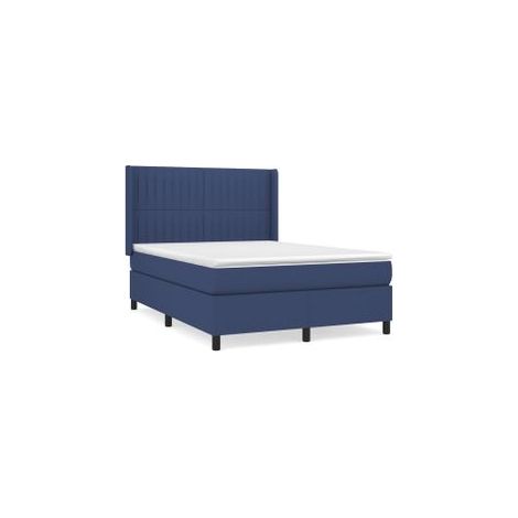 Sommier à lattes de lit avec matelas Bleu 140x190 Tissu (1/5)