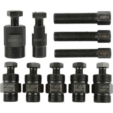Lot de 10 extracteurs de moyeux de roue moto – M28 x 1,5 mm, M22 x 1,0 mm, M27 x 1,25 mm, M20 x 1,0 mm – Coffret noir – Aqrau (1/5)