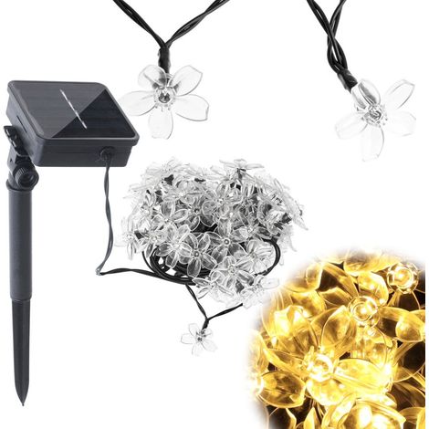 Luci solari da giardino fiorito 7m 50led bianco caldo