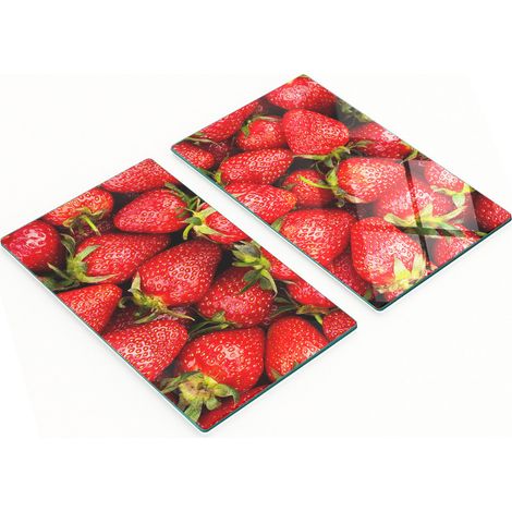 Tablas decorativas de vidrio para servir aperitivos con dise帽o de fresas, 2x30x52 cm