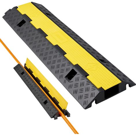 Rampe de Protection Câbles, Charge 9979 kg, Passage de Câble au Sol à 1 Canal 70 x 50 mm, Ralentisseur de Vitesse en Caoutchouc avec Couvercle Rabattable, Passe Câble pour Intérieur, Extérieur (1/5)