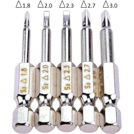 Five 50mm triangular screwdriver bits, S2 material, electric screwdriver bits with magnets. (1/5)