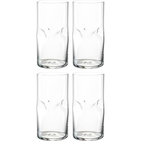 Lot de 4 verres à eau transparents, en verre, de forme organique, fabriqués à la main, passent au lave-vaisselle, 330 ml (1/5)